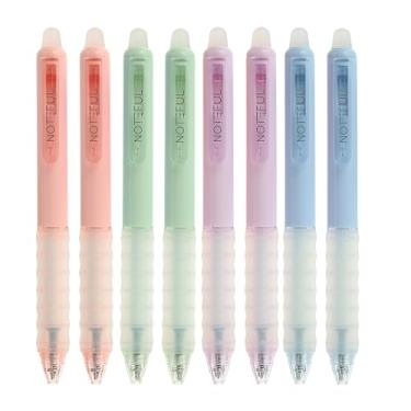 Imagem de NOTEFUL Caneta de gel retrátil apagável, ponta fina 0,7, aderência confortável premium para planejador de escrita suave e material escolar (preto, 1 unidade (pacote com 8))