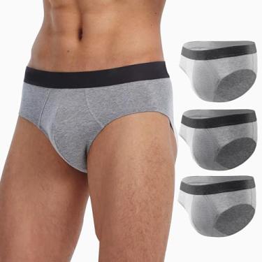 Imagem de BATTEWA Roupa íntima masculina lavável para incontinência à prova de vazamento, roupa íntima boxer reutilizável absorvente de urina (grande, cinza, pacote com 3)