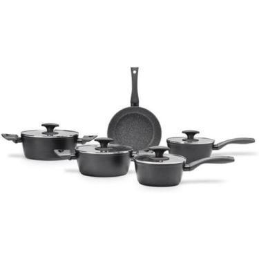 Imagem de Jogo De Panelas Fogão Indução Brinox Ceramic Life Orion 5pçs Cor Preto