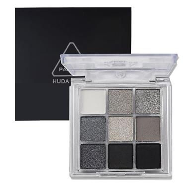 Imagem de GL-Turelifes Paleta de sombras de 9 cores preto fosco e pérola, maquiagem de sombra esfumaçada, sombra cinza com glitter prateado com espelho à prova d'água à prova de suor de longa duração altamente