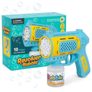 Imagem de Pistola Lança Bolha de Sabão Automática à Prova de Vazamento Luz LED Pistola Máquina de Bolhas Brinquedo de Verão para Presente Dia das Crianças Aniversário Casamento Festa