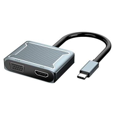 Imagem de Adaptador USB C para VGA e HDMI, adaptador USB C 2 em 1 Hub Thunderbolt 3, compacto e portátil compatível para MacBook Pro, MacBook Air, iPad Pro, Pixelbook, XPS, Galaxy e mais