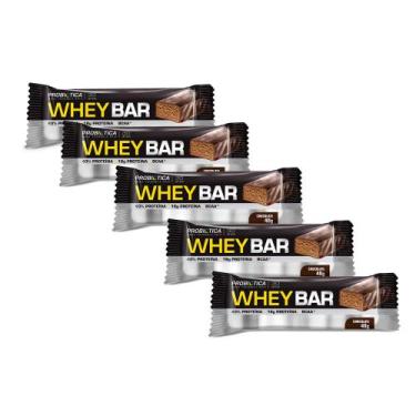 Imagem de Kit 5 Barra de Proteína Whey Bar Probiótica Sabor Chocolate com BCAA e