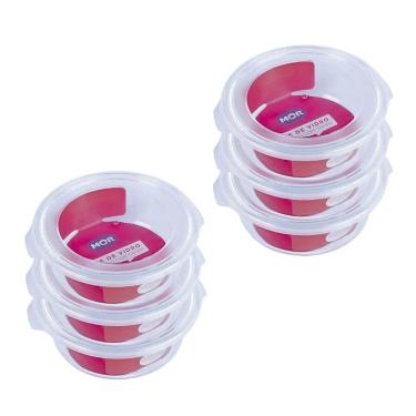 Imagem de Kit 6 Potes Hermético Marmita De Vidro Redondo 620ml Mor