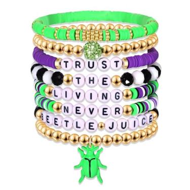 Imagem de JERTOCLE Pulseiras de Halloween para mulheres, conjunto de pulseiras de besouro e minhoca, empilháveis, acessórios de joias de cobra, lembrancinhas de festa de Halloween para fãs de filmes de terror