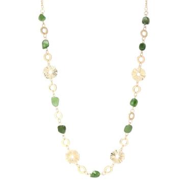 Imagem de Dazylleco Colares longos de ouro para mulheres, colar de ouro delicado com contas de pedra natural, presentes de dia das mães, bijuteria de ouro boho para mulheres, Pedra, Sem Pedra Preciosa