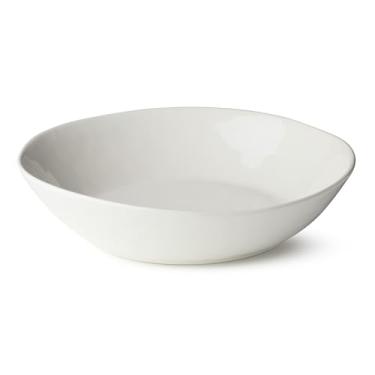 Imagem de Tigela de servir massa de grés creme de linho 3,628 g – 33 x 7,6 cm, tigela grande com vidro neutro para massas, saladas, entradas e refeições em família – Estilo moderno de fazenda, utensílios de