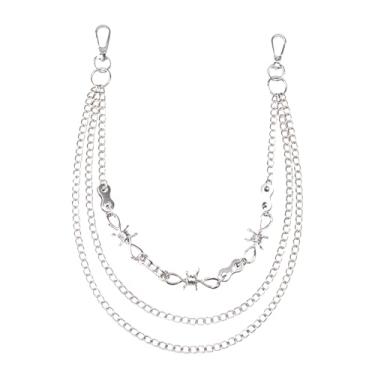 Imagem de Calça jeans em camadas, corrente, bolso, carteira, correntes hip hop, punk rock, acessórios góticos, corrente de motociclista, chaveiros, joias corporais para mulheres e homens, one size