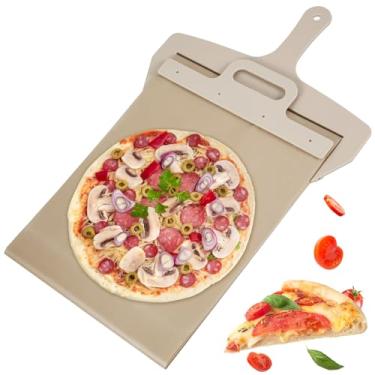 Imagem de FALESOUL Casca de pizza deslizante, casca de pizza que transfere pizza com alça, espátula de pizza para fornos internos e externos, ferramenta essencial de cozinha para descascar pizza deslizante
