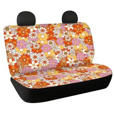 Imagem de Horeset Hippie Flowers Capa de assento traseiro de carro SUV Capa de assento de veículo resistente protetor de banco traseiro à prova de arranhões para homens e mulheres