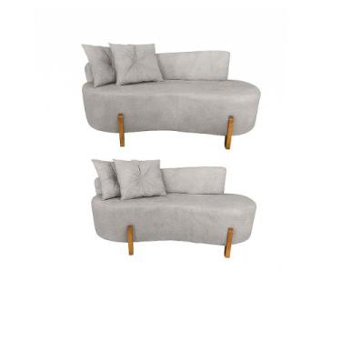 Imagem de Kit 02 Sofá Orgânico 2 Lugares C/2 Almofadas Curvo Sala Recepção Luna 