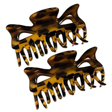 Imagem de Parcelona France Classic Savana conjunto de 2 prendedores de cabelo de garra de acetato de celuloide com mola coberta de 8,89 cm para cabelo longo