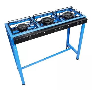 Imagem de Fogão Semi Industrial Azul 3 Bocas Baixa Pressão Grande Roa