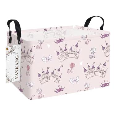 Imagem de FANKANG Cestos de armazenamento, cesto de roupa suja de lona dobrável com revestimento PE impermeável cestas grandes de armazenamento para crianças, meninos e meninas, escritório, quarto, roupas