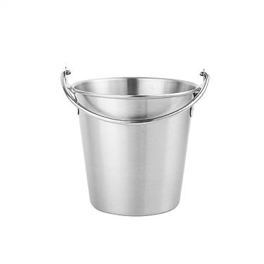 Imagem de baldes de gelo Mini balde de gelo portátil aço inoxidável Barra multifuncional KTV Balde lanche Nuggets frango Recipiente batatas fritas Vinho Cerveja Cocktail refrigeração(Silver,Grande)