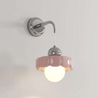 Imagem de Luminária de parede para quarto infantil, arandela moderna de resina creme com abajur de globo PMMA, luminária de parede francesa para pendurar em ambientes internos, elegante arandela de me