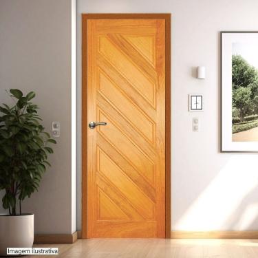 Imagem de Porta de Madeira Maciça Tauari 210x72x3,3 Almofadas Diagonais Jomadi Natural