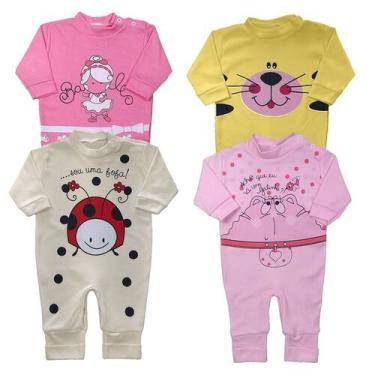 Imagem de Kit 4 Macacão Bebê Suedine Taylor Estampado Menino e Menina - Koala Ba