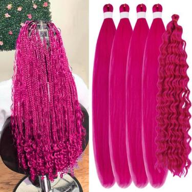 Imagem de Tranças de cabelo Gozill Hot Pink Boho Braids pré-esticadas