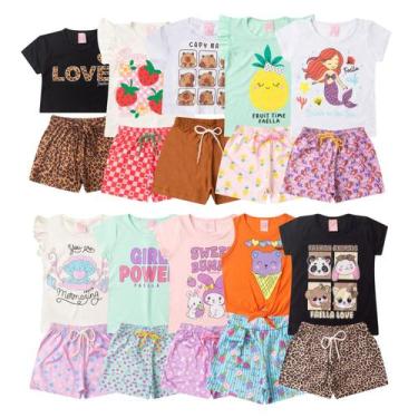 Imagem de Kit Conjunto Infantil Verão Menina Com 4 Conjuntos Sortidos - Mega Kid