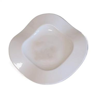 Imagem de ZYHSIJOBAS Tigelas de massa, pratos de aperitivo, prato quadrado irregular, prato branco puro, prato de cerâmica para casa, prato de sobremesa, prato de salada, prato de café da manhã, pratos de