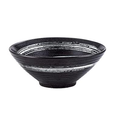 Imagem de WYUYIWH Tigela tigela de ramen tigela de macarrão de cerâmica chapéu de bambu tigela de cerâmica doméstico grande tigela de sopa de ramen tigela retrô talheres (cor: 05, tamanho: 17,8 cm)