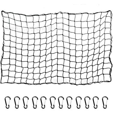Imagem de Takelablaze Rede de carga de 1,2 m x 1,8 m para caminhonete se estende até 2,5 x 30,5 m, rede de carga elástica com mosquetões, rede de rack de teto, caminhonete, acessórios de cama para SUV Trailer