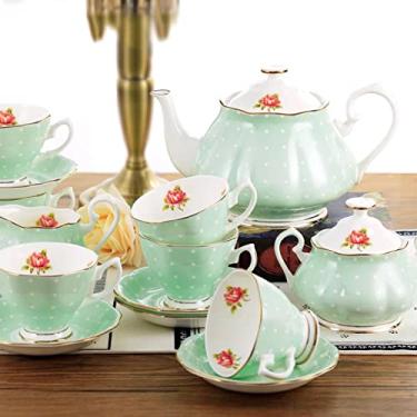 Imagem de Conjunto de Chá Vintage Xícara de Chá e Pires Conjunto de 6 Xícaras de Café e Pires de Porcelana para Chá/Café, Festa de Chá da Tarde