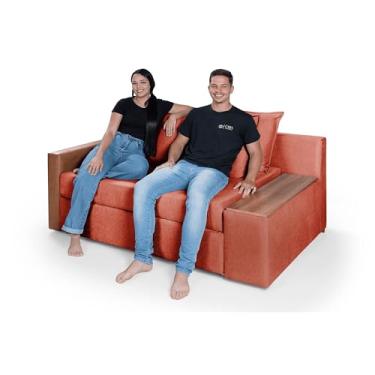 Imagem de Sofá Cama Panamá Chenile Pompéia Aveludado Composê com Baú Casal 2 Lugares (Goiaba 207/856)