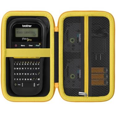 Imagem de Baval Capa para impressora de etiquetas compatível com Brother P-Touch PTH110BP/PTH110/PTH111 Pro Label Maker (capa preta, zíper amarelo)