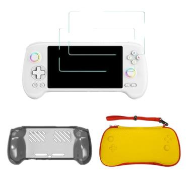 Imagem de TEHAOUU Kit de proteção para Anbernic RG557 capa e protetor de tela capa de viagem de vidro temperado capa TPU Rg557 acessórios (preto transpraente)