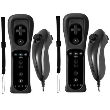Imagem de Burcica Controller for Wii Remote and Nunchuck, Wireless Controllers Compatible with Wii/Wii U with Silicone Case and Wrist Strap (Black)