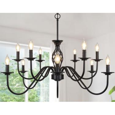 Imagem de Luminária VerRon Candelabro de 12 luzes em preto fosco