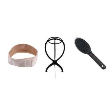 Imagem de Kit Hair Grip Bege + Escova + Suporte Para Peruca Front - C e c shop