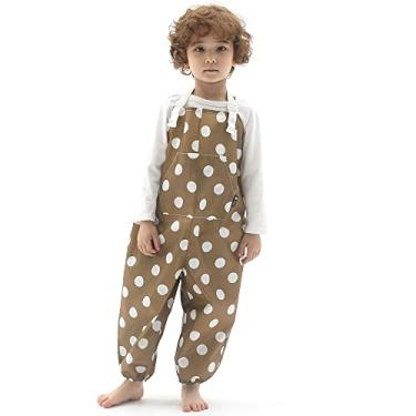 Imagem de Macacão infantil impermeável – alças ajustáveis, calça leve para chuva, bagunça e lama, Ponto marrom, M