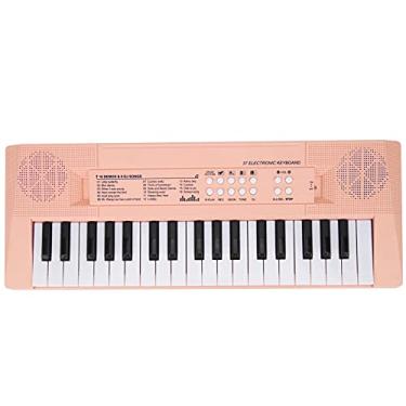 Imagem de RiToEasysports Piano Elétrico Com Teclado Musical de 37 Teclas, Instrumento de Treinamento para Iniciantes, Tamanho Portátil Com Microfone, para Diversão Musical Infantil (Rosa)