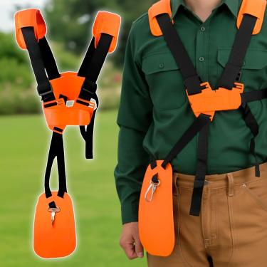 Imagem de Cinto de Proteção Sustentação Preto e Laranja Para Roçadeiras Multimarcas Universal Duplo Ombro