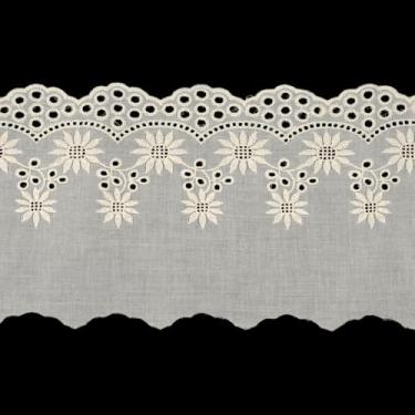 Imagem de Acabamento de renda com ilhós, 4 metros de algodão, bordado floral, tecido de ilhó de algodão oco para costurar vestidos, artesanato, fantasias, sofás, cortinas, roupas de bonecas/animais de estimação