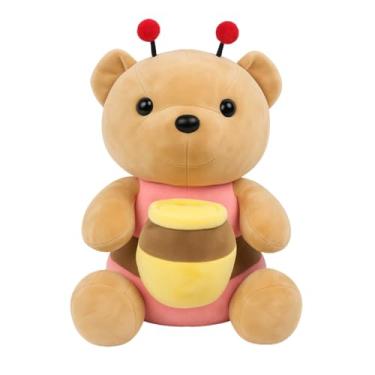 Imagem de Urso de Pelúcia Abelha com Mel 40cm Antialérgico com Zíper (ROSA)