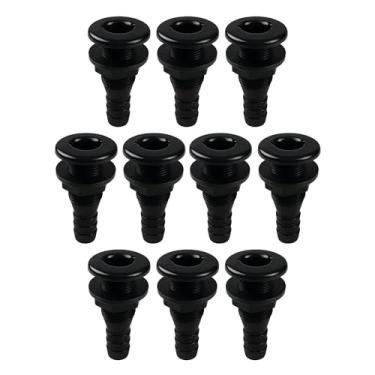 Imagem de SEAFLO Barco marítimo de encaixe de casco de 2,5 cm, polipropileno, conector de drenagem de plástico, seguro para água salgada resistente à corrosão, montagem de travessa, saída de convés de porto de