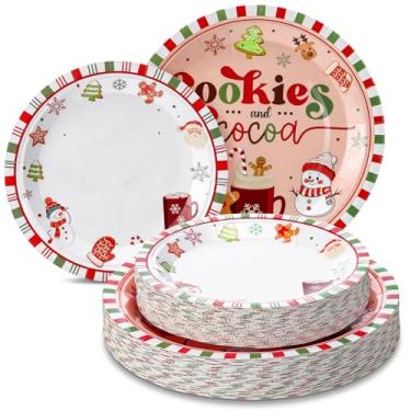 Imagem de Suclain 100 peças de decorações de festa de Natal, suprimentos de barra de cacau quente, conjunto de pratos de papel descartáveis para Natal, férias, inverno, aniversário, bebê, frio, fora de casa