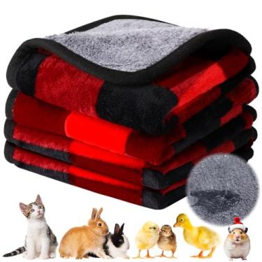 Imagem de Reginary 4 peças de cobertores impermeáveis de porquinho-da-índia, lavável, roupa de cama de lã de animal pequeno, absorvente, forro de gaiola de porquinho-da-índia, reutilizável para animais de