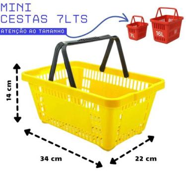 Imagem de Kit 25 Mini Cestinhas Farmácia 7Lts 34x22x14cm Cesta Mercado Loja - JR