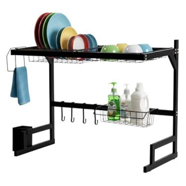 Imagem de Escorredor de Louça Suspenso em Aço com Porta Talheres para Pratos e Copos Organizador de Cozinha