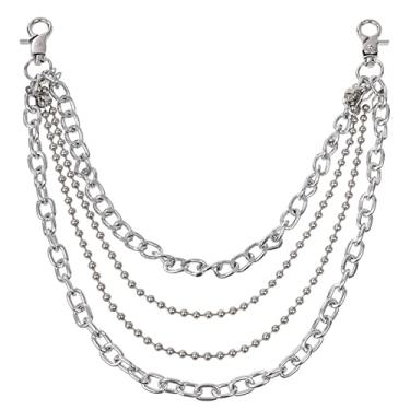 Imagem de Corrente para calças, corrente para calças, moda hip hop, gótica, punk, corrente punk para homens e mulheres (prata), one size, Liga metálica, Sem Pedra Preciosa