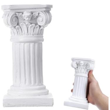 Imagem de ETIGER Pilar romano, estátua de resina de coluna grega, escultura de estatueta de pedestal de peça central, para decoração de casa, jardim, interior e exterior (branco)