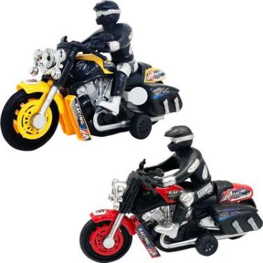 Imagem de Moto Fricção Pull Back Racing DM Toys Sortida Som e Luz 14,5cm