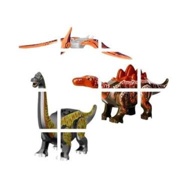 Imagem de Blocos De Montar De Dinossauros Jurássicos: Velociraptor, Triceratops,