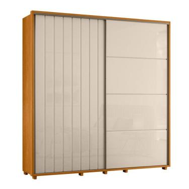 Imagem de Guarda-roupa Casal Monet Ripado 2 Portas De Correr 4 Gavetas - 7 Decor Cinamomo E Off White