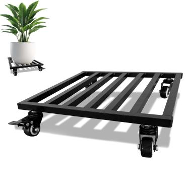 Imagem de Fsehyue Suporte de plantas de 35,5 x 35,5 cm com rodas Carrinho resistente com trava atualizado adequado para vasos de plantas grandes internos e externos suportes e bases de guarda-sol ou suporte de